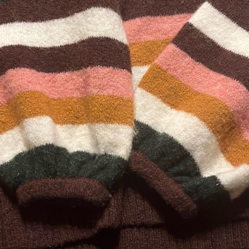Madewell Women Size XXS Wool Alpaca Brown Pink Payton Striped